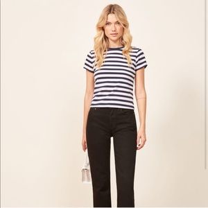Cute Navy and White Striped Reformation T-shirt